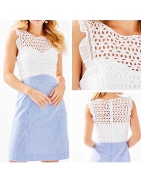 Lilly Pulitzer Maya Shift Dress Coastal Blue Seersucker